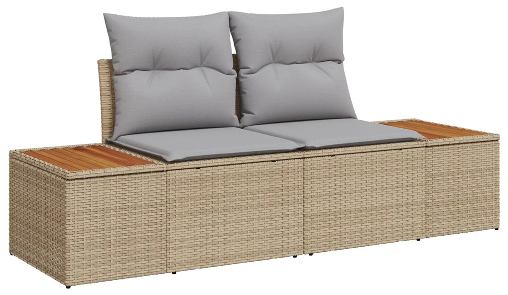 Conjunto de Sofá de Jardim com 6 Peças e Almofadas Bege Vime PE