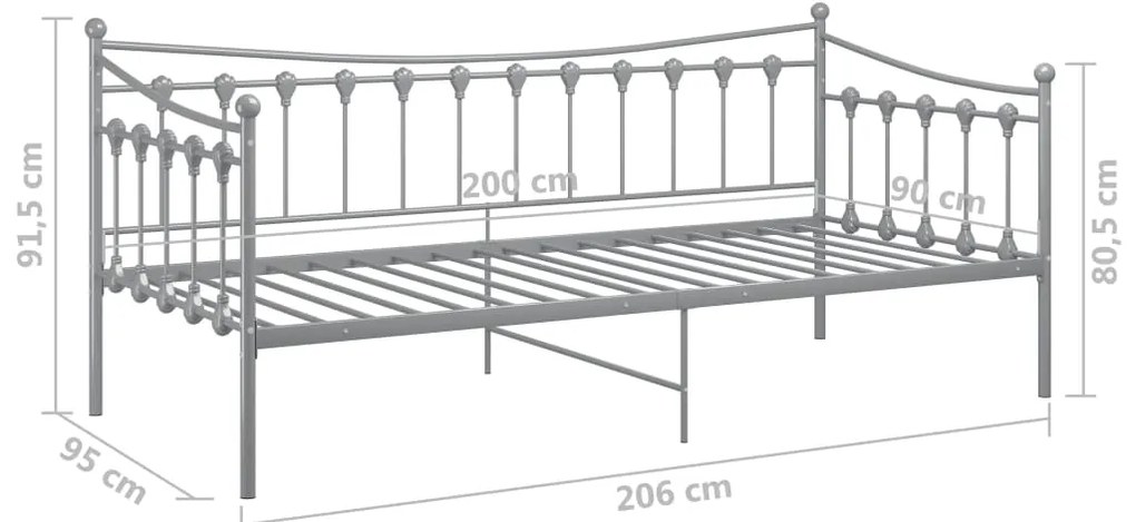 Sofá-cama 90x200 cm metal cinzento