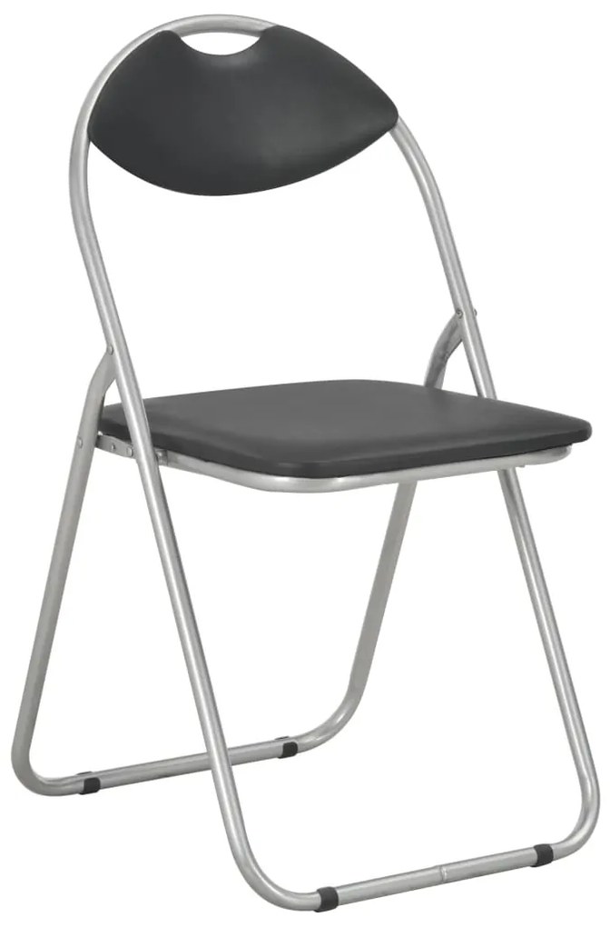 Cadeiras de jantar dobráveis 6 pcs couro artificial preto