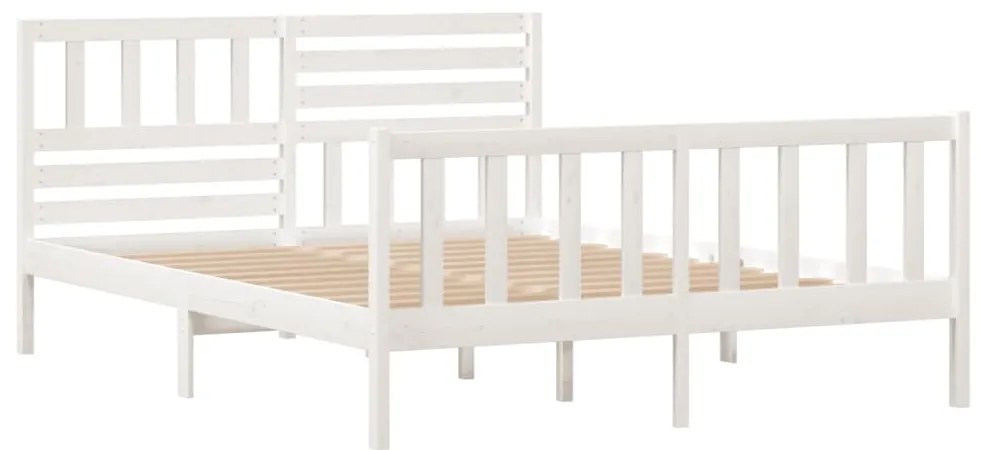 Estrutura cama pequena casal 120x190 cm pinho maciço branco