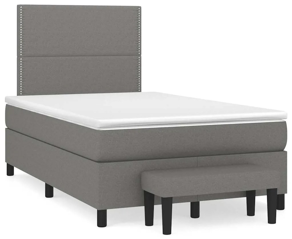 Cama boxspring com colchão 120x190 cm tecido cinzento-escuro