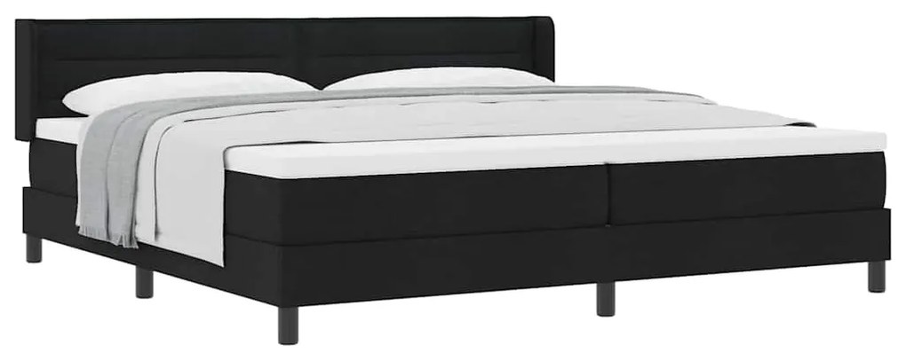 Cama Box com cabeceira Preto 200 x 200 cm Tecido e Espuma