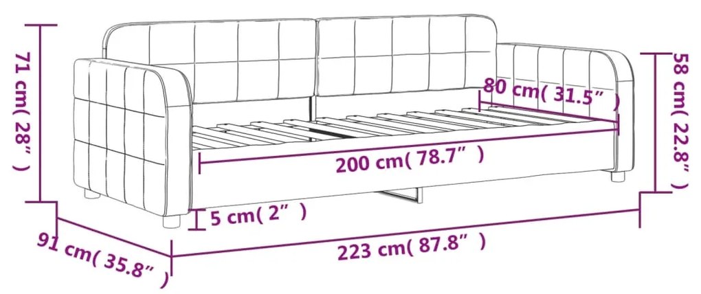 Sofá-cama 80x200 cm veludo cinzento-escuro