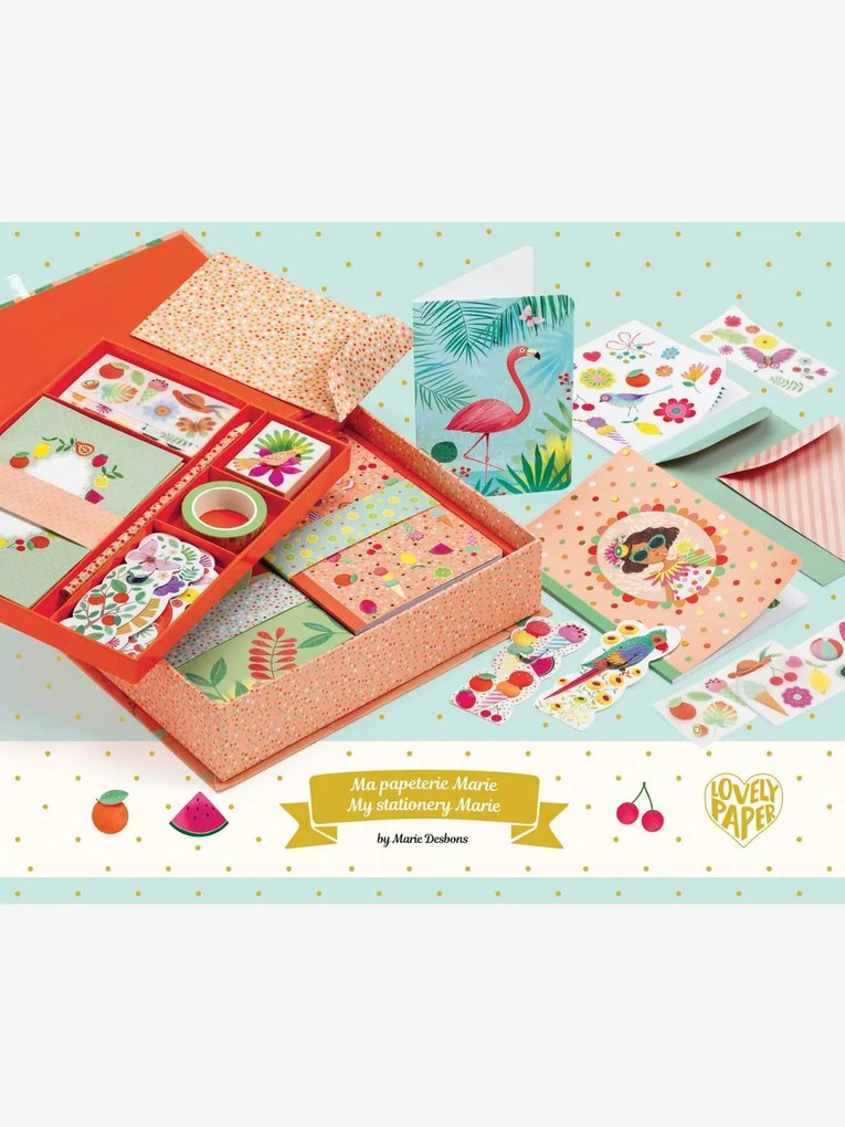 Conjunto de papelaria Marie, da DJECO laranja