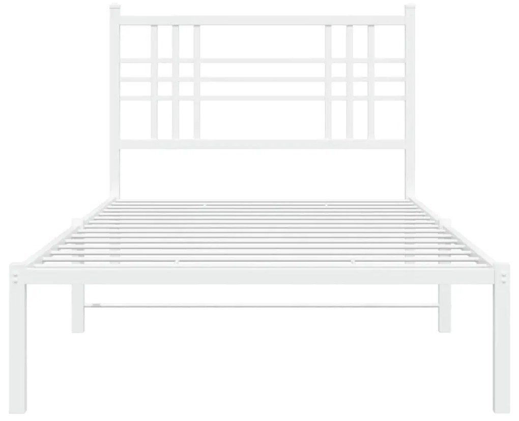 Estrutura de cama com cabeceira 90x190 cm metal branco