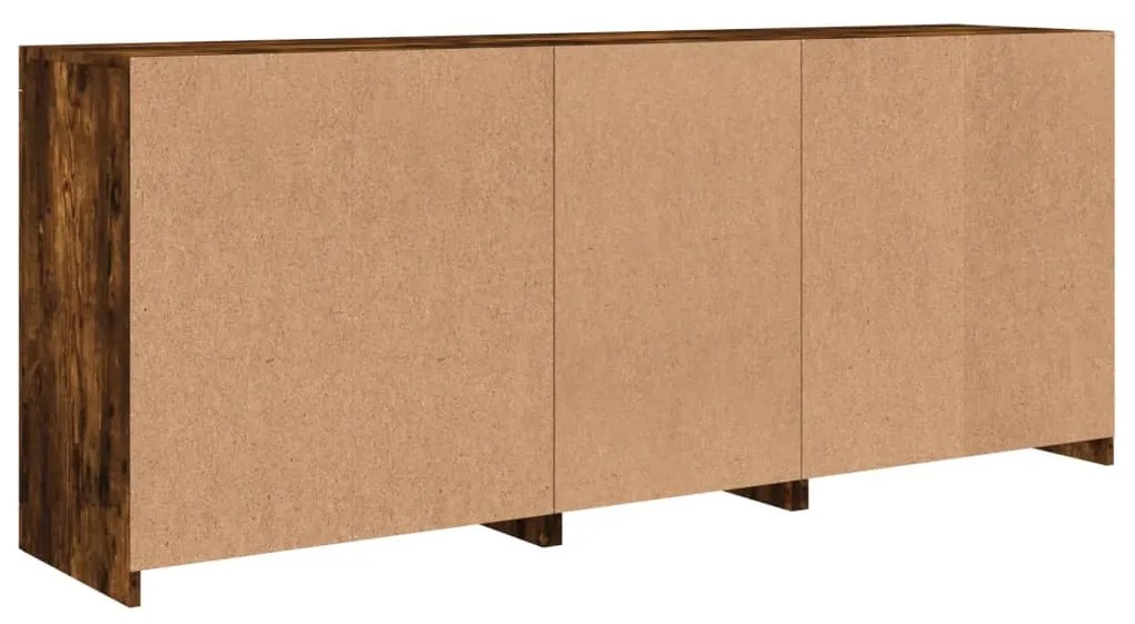 Aparador com luzes LED 162x37x67 cm carvalho fumado