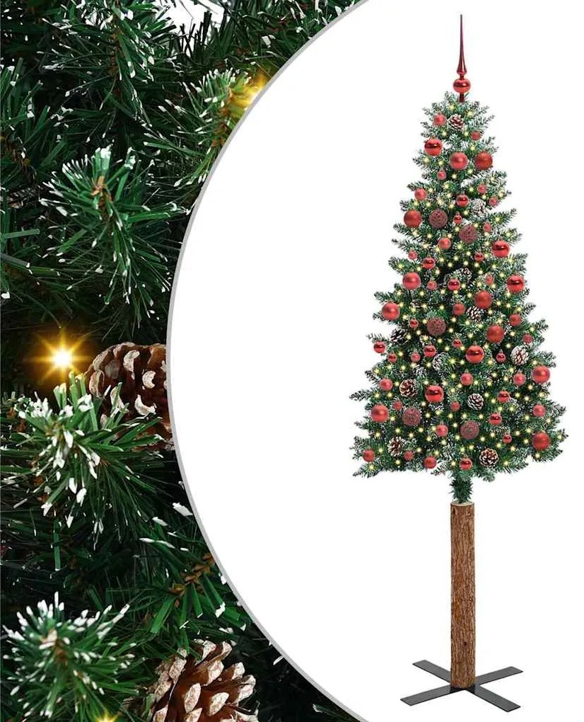 vidaXL Árvore de Natal Slim com 300 LEDs com suporte Verde 180 cm