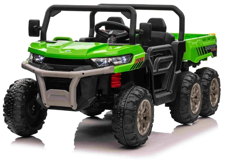 Carro elétrico para crianças jeep Transporter 24V, Pneus EVA, Assento de couro Verde