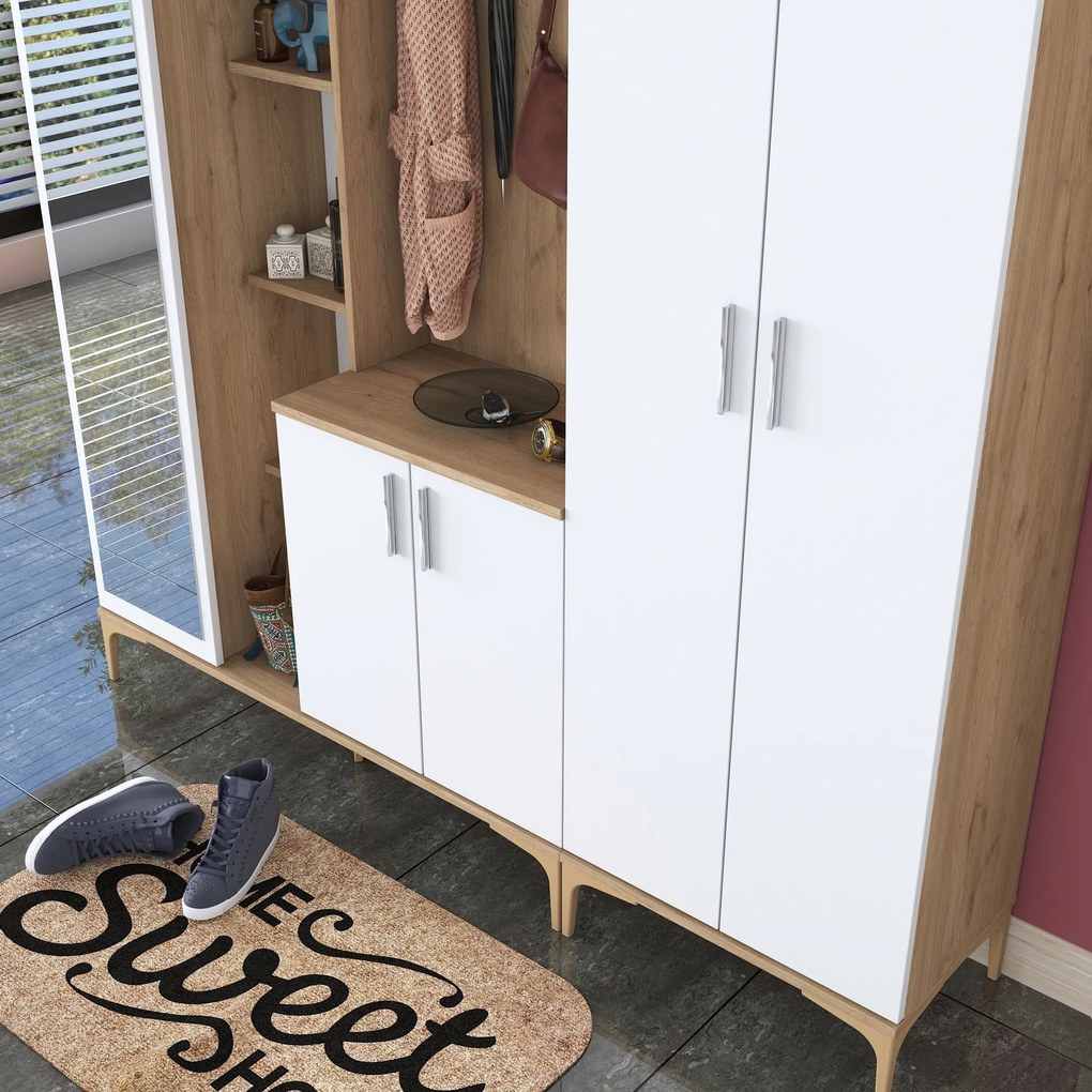 Hall Stand EA129 – Walnut White – 180 x 198,6 x 37,5 cm