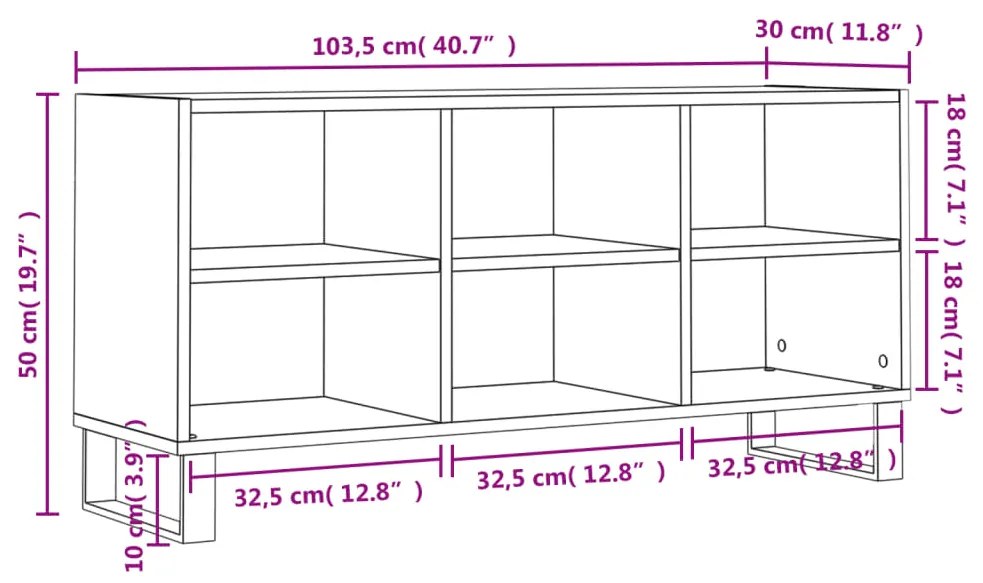 Móvel de TV 103,5x30x50 cm derivados madeira carvalho castanho