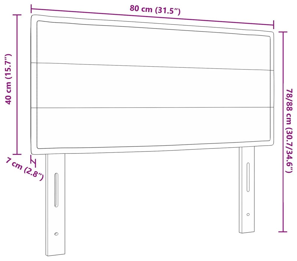 Cabeceira vidaXL Design Linhas Cinza Claro 80 cm em Tecido
