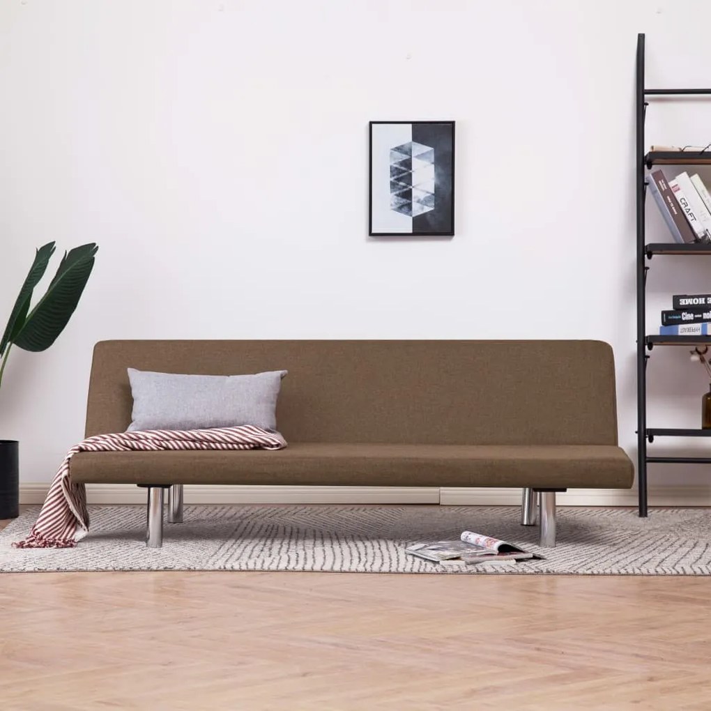 282195 vidaXL Sofá-cama poliéster castanho