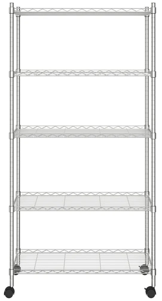 Unidade de 5 prateleiras com rodas 75x35x155 cm 250 Kg cromado