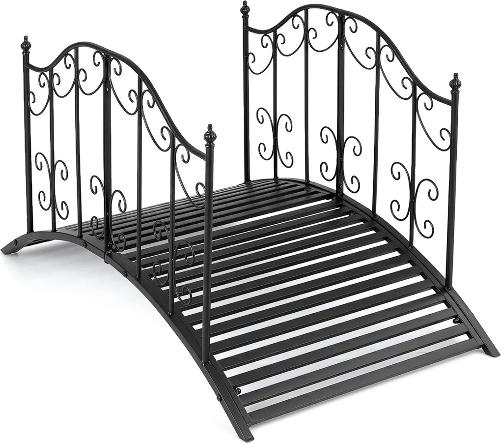 Ponte de jardim em metal com corrimões laterais e design elegante 118 x 67 x 70 cm; capacidade de carga de 150 kg; para lagos, ribeiros, jardim e relv