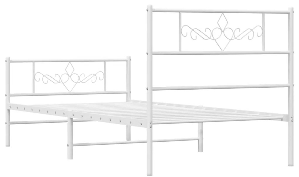 Estrutura de cama com cabeceira e pés 75x190 cm metal branco