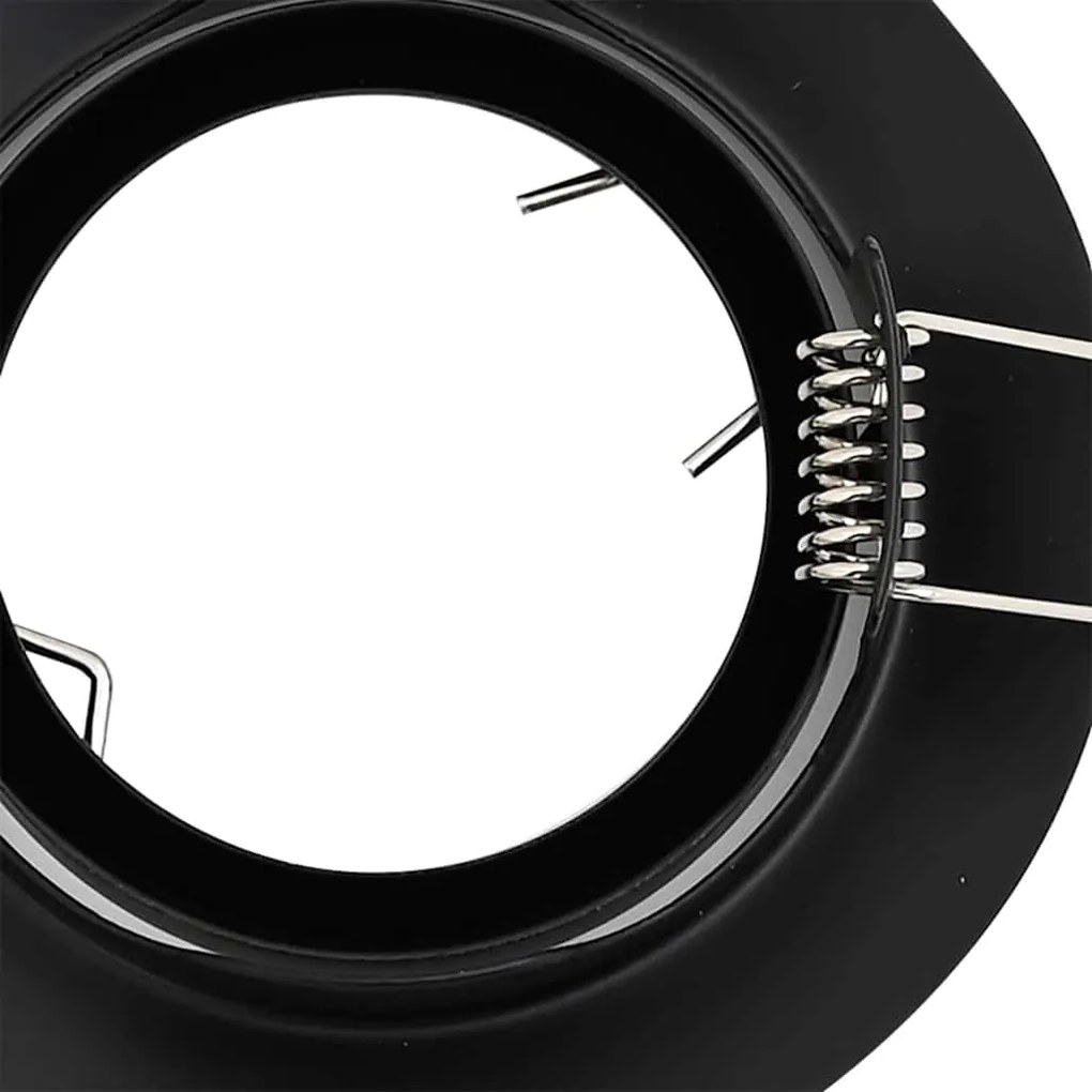 Luminárias Embutidas 12 pcs Redondas GU10 Pretas Ø90 mm em Aço