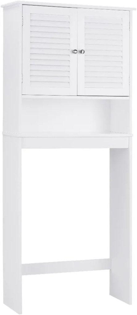 Armário para máquina de lavar roupa, 3 painéis ajustáveis, 2 portas de armário para casa de banho, lavandaria, 66 x 25,5 x 157 cm, branco