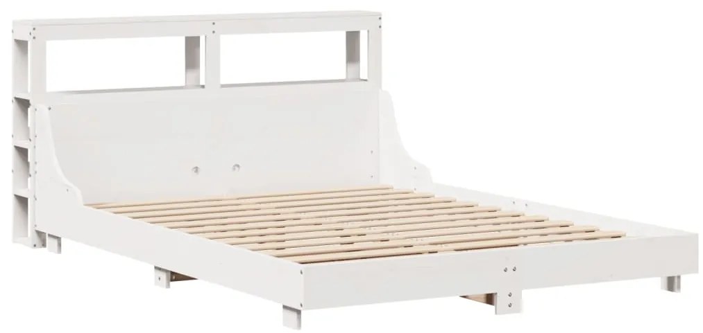 Cama sem colchão 140x200 cm madeira de pinho maciça branco