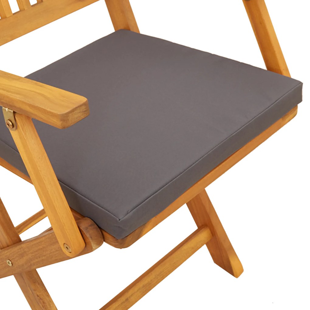 Cadeiras de Jardim Dobráveis vidaXL com Almofada Cinza 6pcs em Madeira