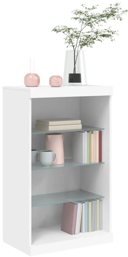 Aparador com luzes LED 60,5x37x100 cm branco
