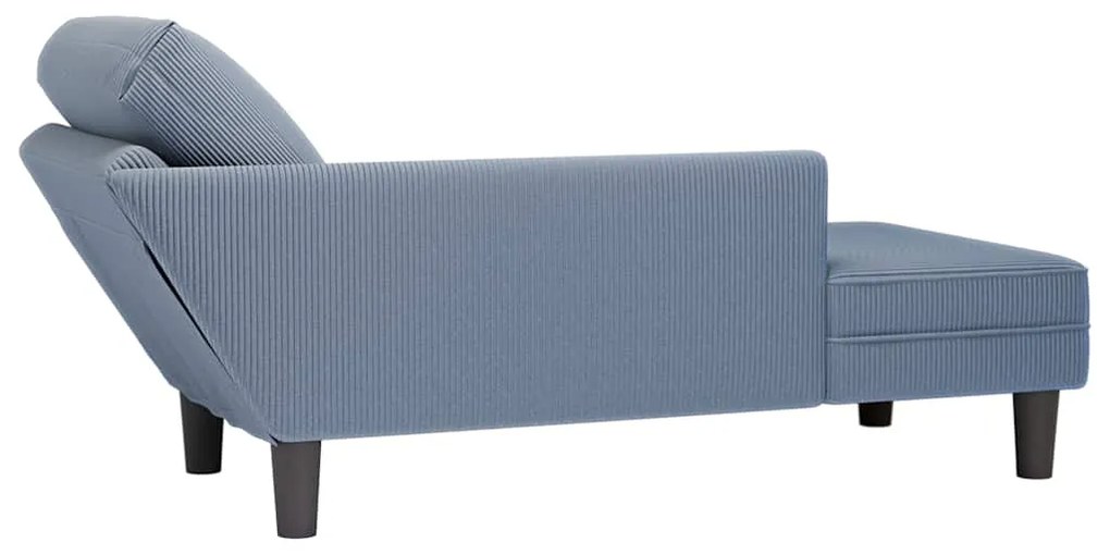 Chaise lounge com almofada tecido corduroy azul