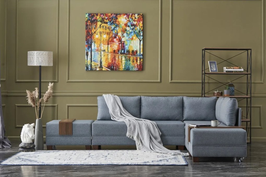 Sofá-Cama de Canto Fly – Azul – 210x70x280 cm