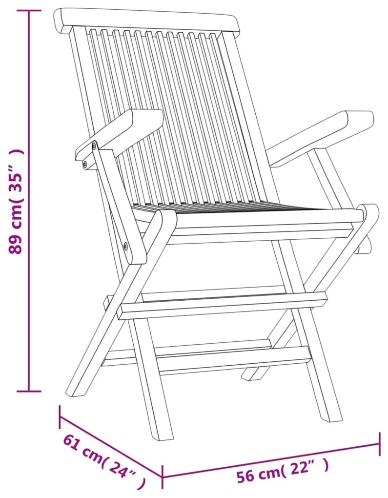 Cadeiras de jardim dobráveis 2 pcs 56x61x89cm teca maciça cinza