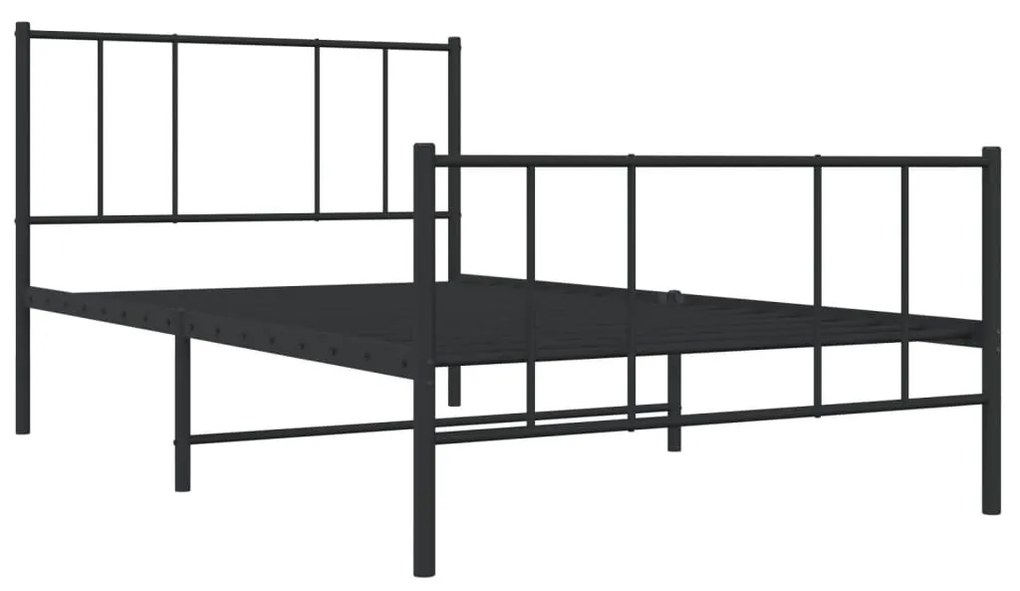 Estrutura de cama com cabeceira e pés 100x190 cm metal preto