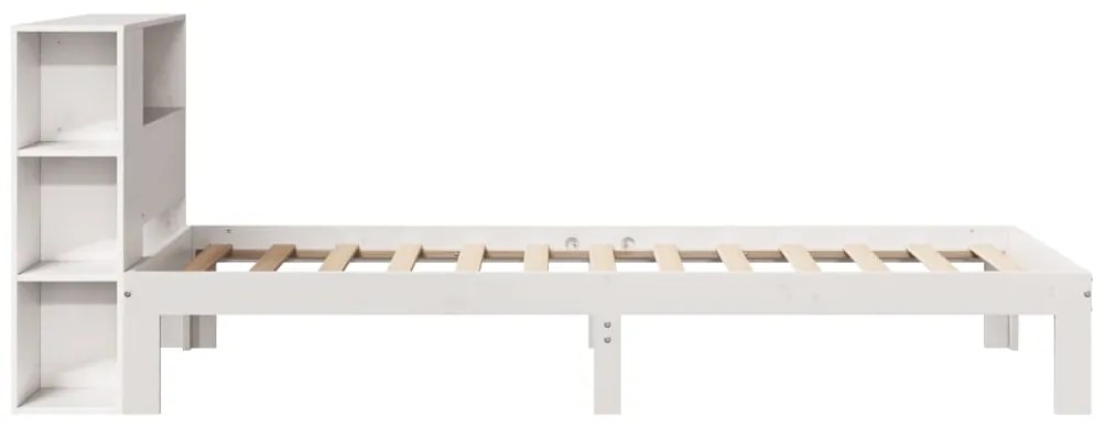 Cama com estante sem colchão 75x190 cm pinho maciço branco