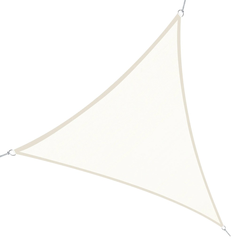 Vela de Sombra Triangular 6x6x6 m Toldo Vela de Poliéster com Proteção UV Aneis em Forma de D e Cordas para Jardim Pátio Piscina Creme