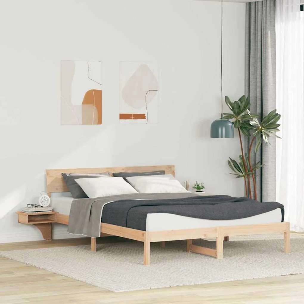 vidaXL Estrutura de cama com mesas de cabeceira com cabeceira Castanho