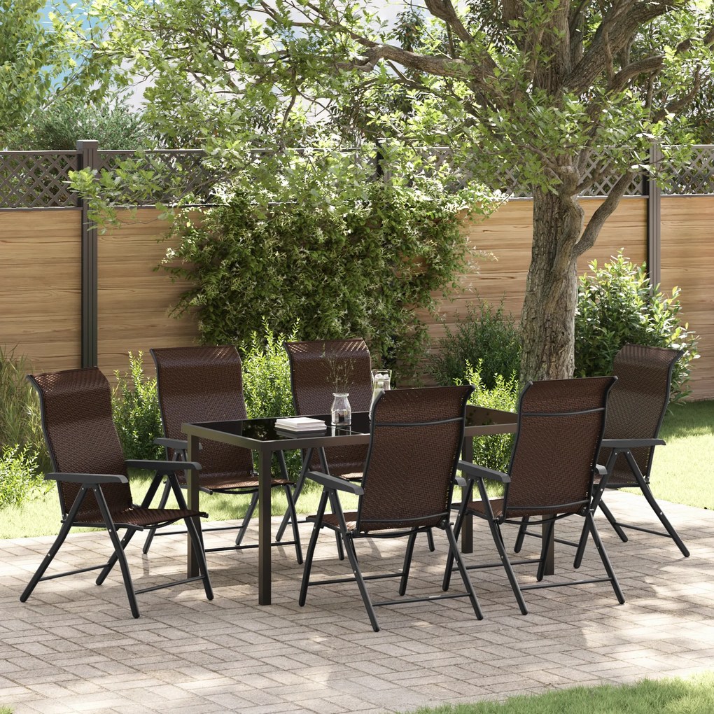 vidaXL Conjunto de Jantar de Jardim de 7 Peças Marrom Rattan Poliéster