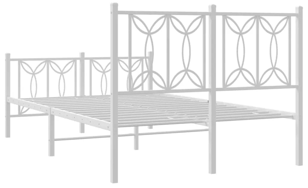 Estrutura de cama com cabeceira e pés 120x200 cm metal branco