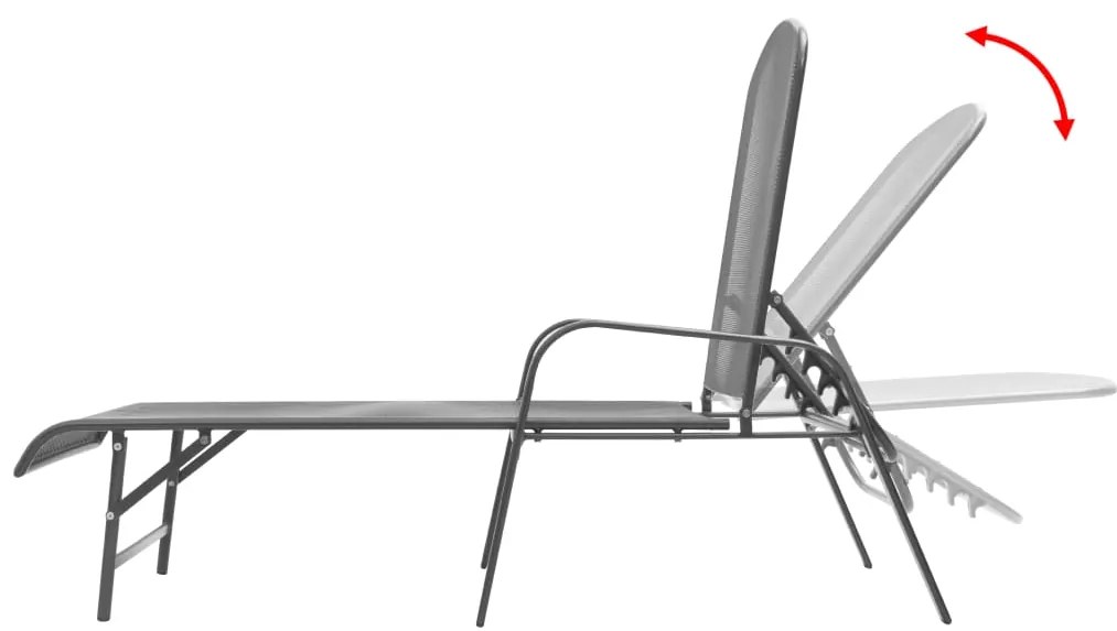 Espreguiçadeiras com mesa 2 pcs aço antracite