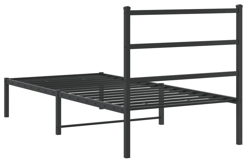 Estrutura de cama com cabeceira 90x190 cm metal preto