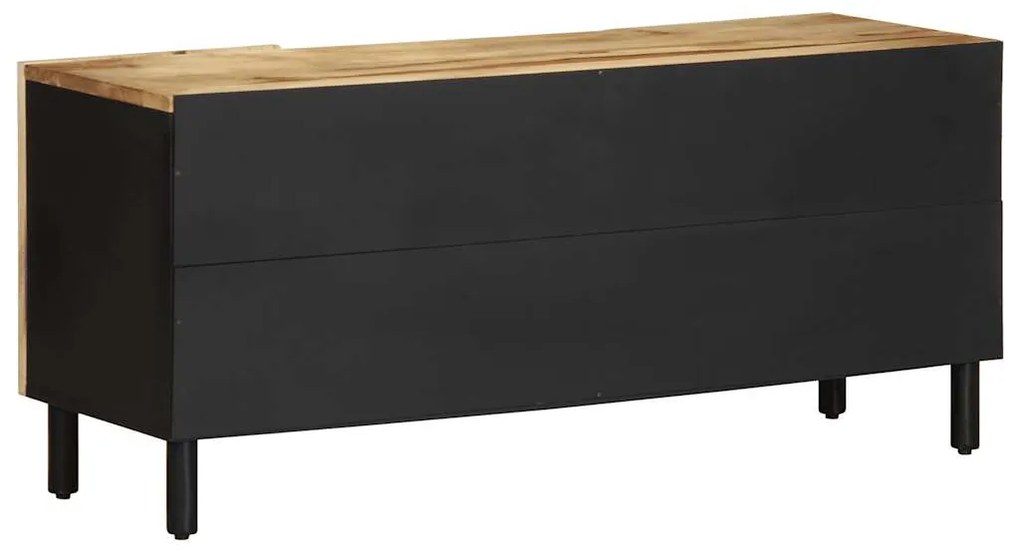 Móvel de TV 105x33,5x46cm madeira mangueira áspera maciça preto