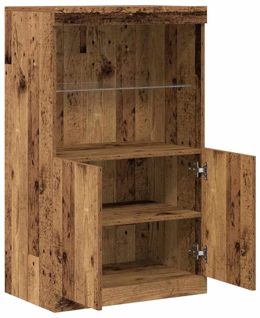 Sideboard vidaXL com Luzes LED Madeira Velha 60x37x100 cm
