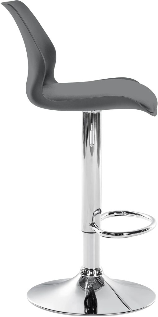 Banco alto Gilbert em plástico com estrutura cromada 82-102 x 39 x 42 cm Cinzento