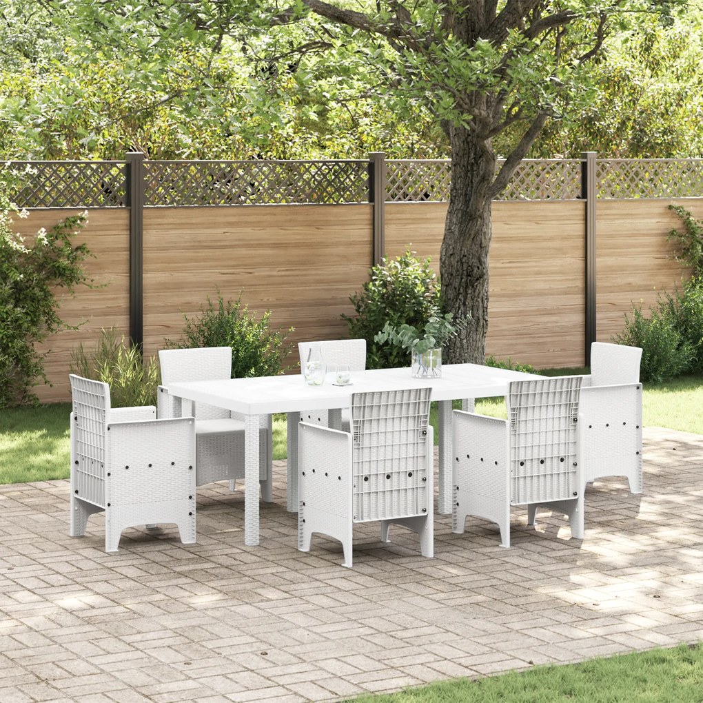 Mesa de Jardim vidaXL Branca 200x100x73 cm em Rattan Sintético