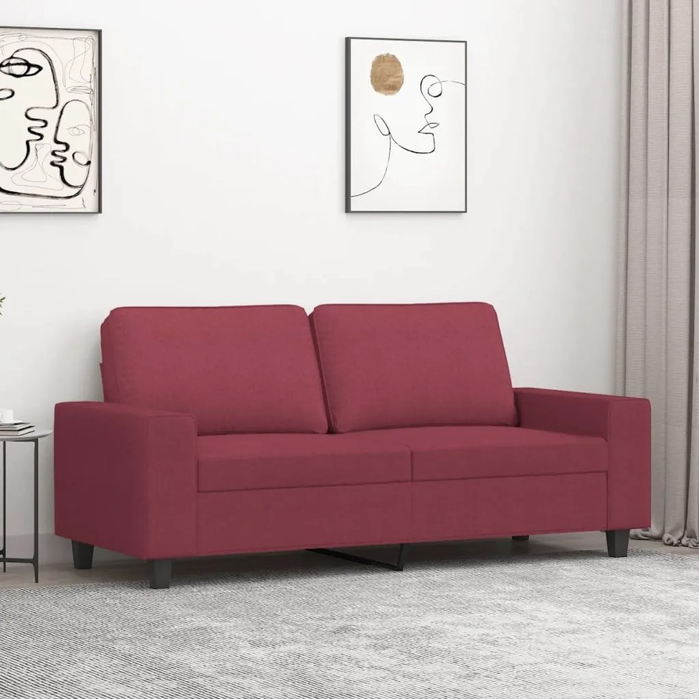 Sofá de 2 lugares tecido 140 cm vermelho tinto