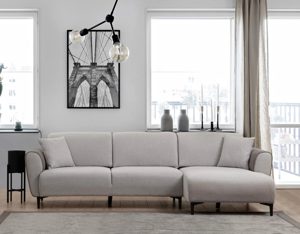 Sofá-Cama de Canto Aren – Cinzento – 150 x 260 cm