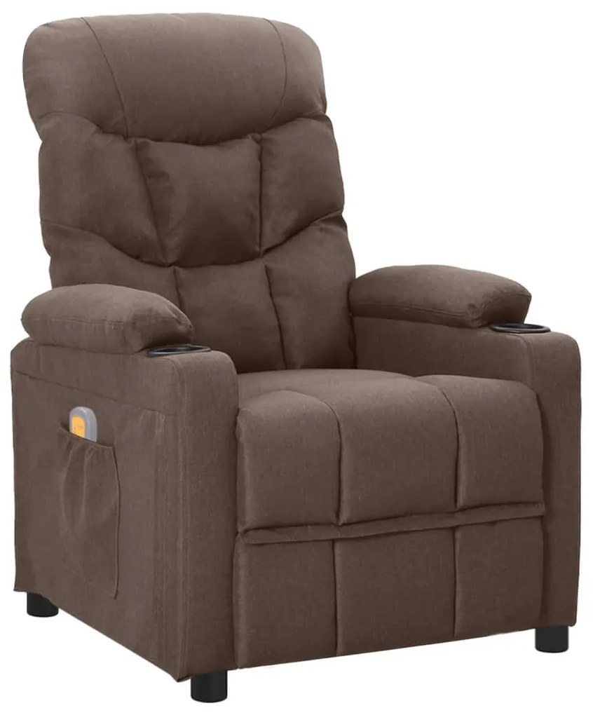 vidaXL Poltrona de massagens tecido cinza-acastanhado