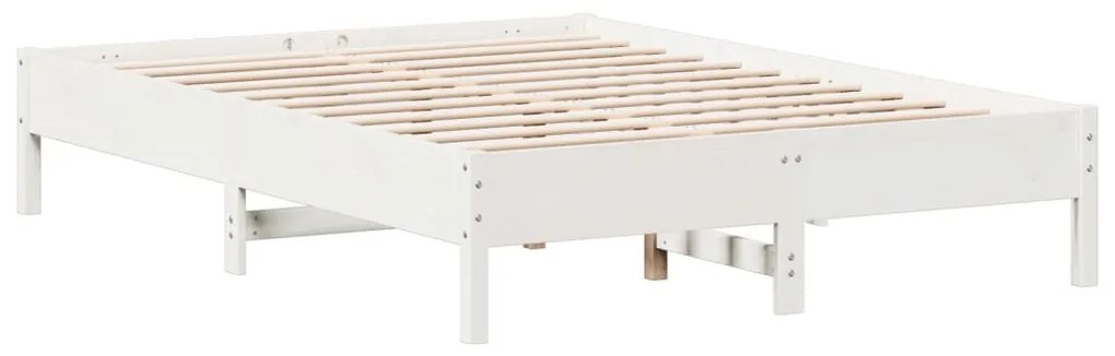 Cama sem colchão 140x190 cm madeira de pinho maciça branco