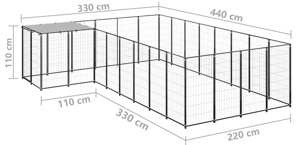 Canil 10,89 m² aço preto