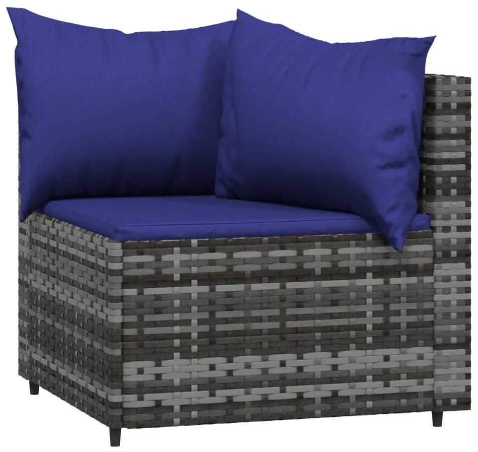 4 pcs conjunto lounge de jardim c/ almofadões vime PE cinzento