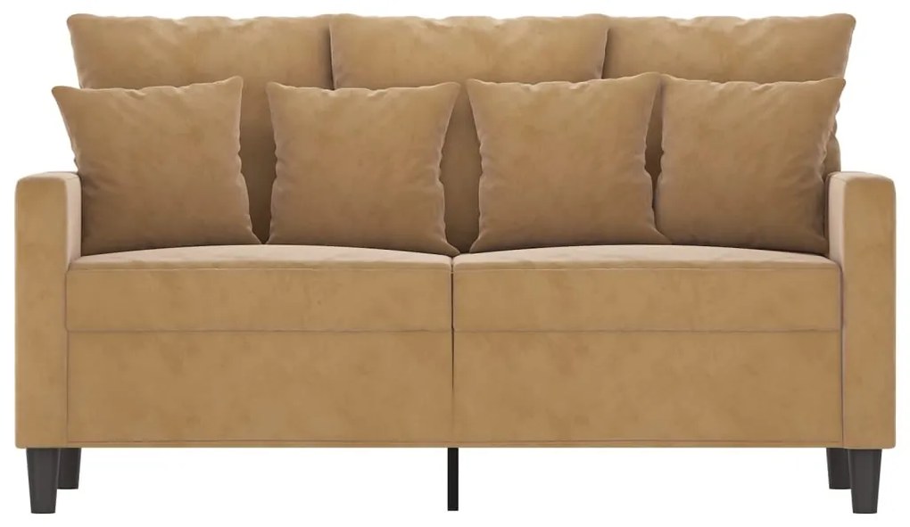 Sofá de 2 lugares veludo 120 cm castanho