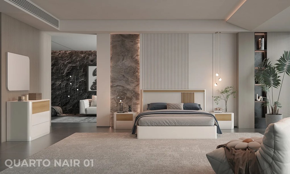 Quarto Nair 01 (Lacado I Personalizável) - 160x200 cm, Não