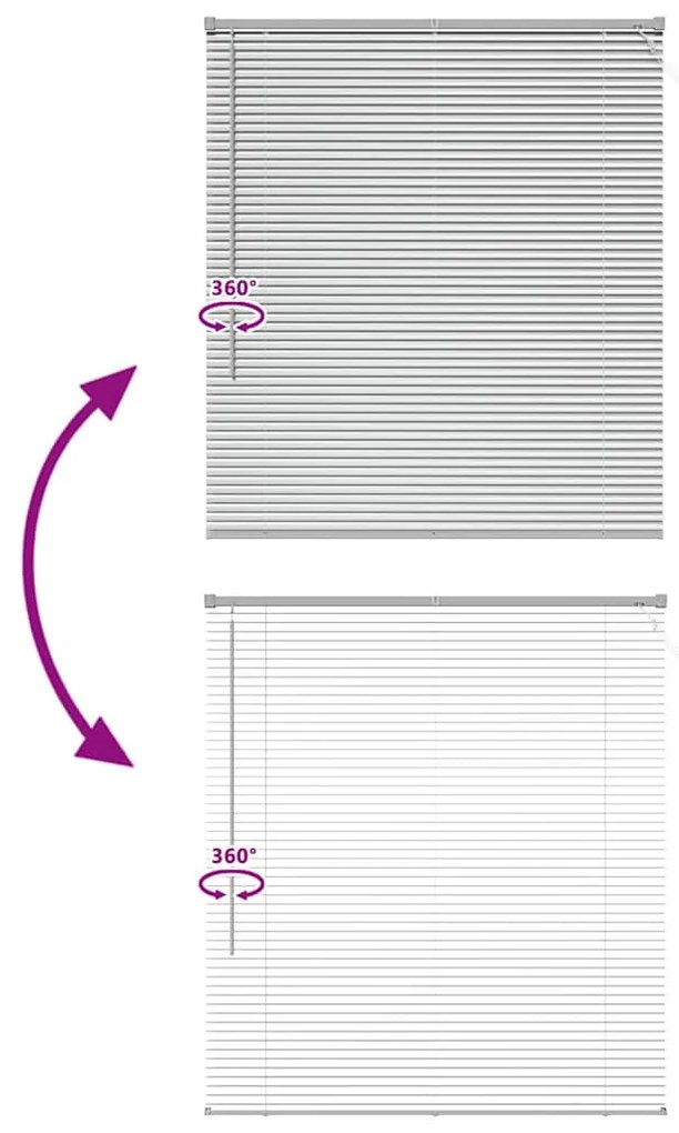 Persiana de Janela com cortinas Manual Prata 80 x 130 cm Alumínio