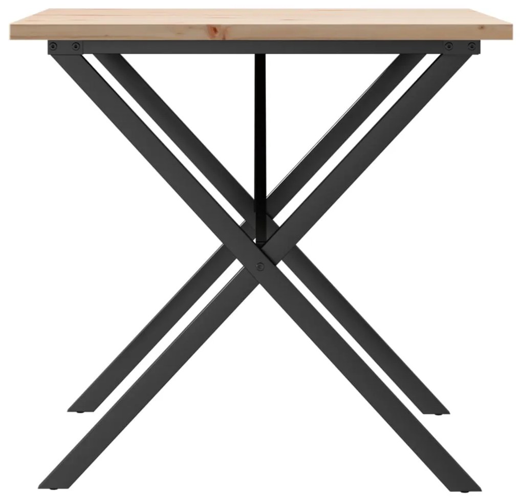 Mesa de jantar estrutura em X 90x90x75,5 cm pinho/aço