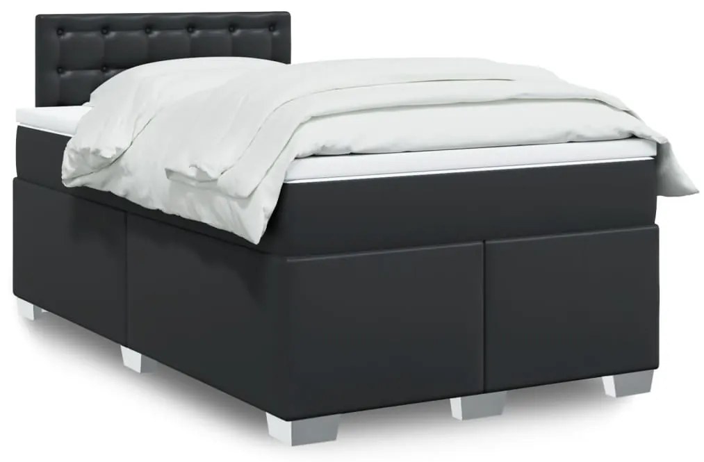 vidaXL Cama com molas/colchão 120x200 cm couro artificial preto